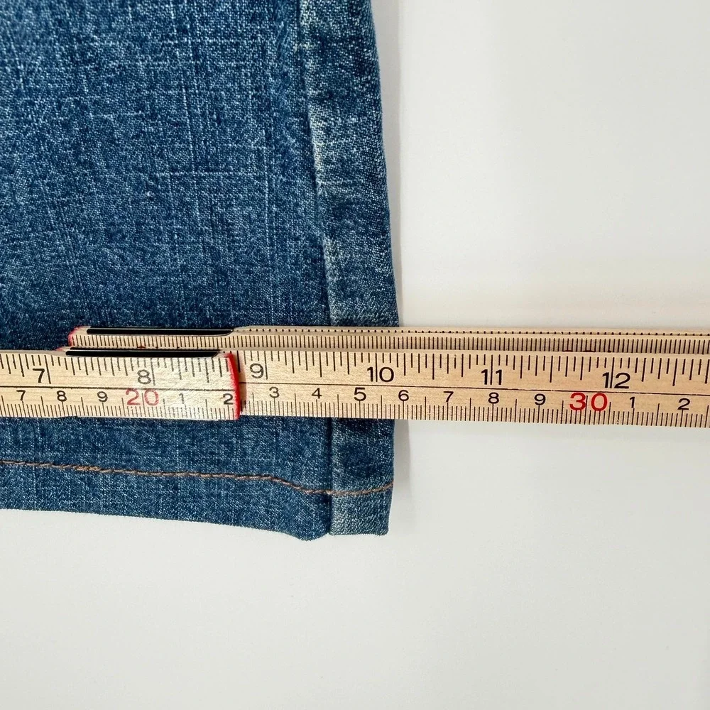 ActionWest Vintage High Waisted Wide Leg Blue Jeans Side Slit 100% Cotton Size 6